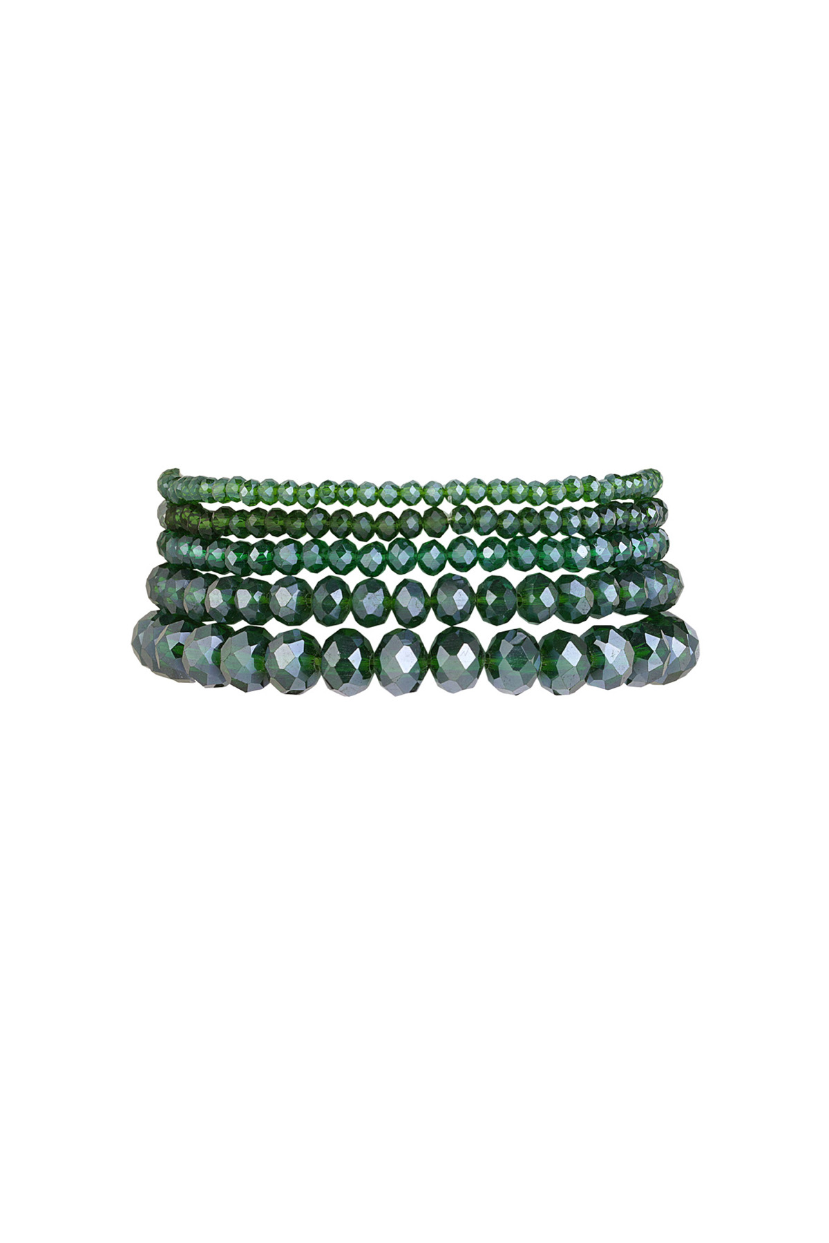 Set de 5 pulseras de cristal verde - oliva