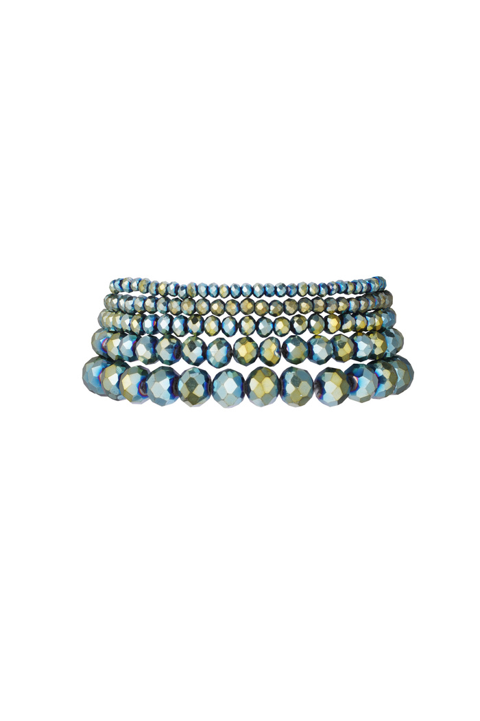 Bracelet Set with Irregular Crystal Beads - Blue & Green 