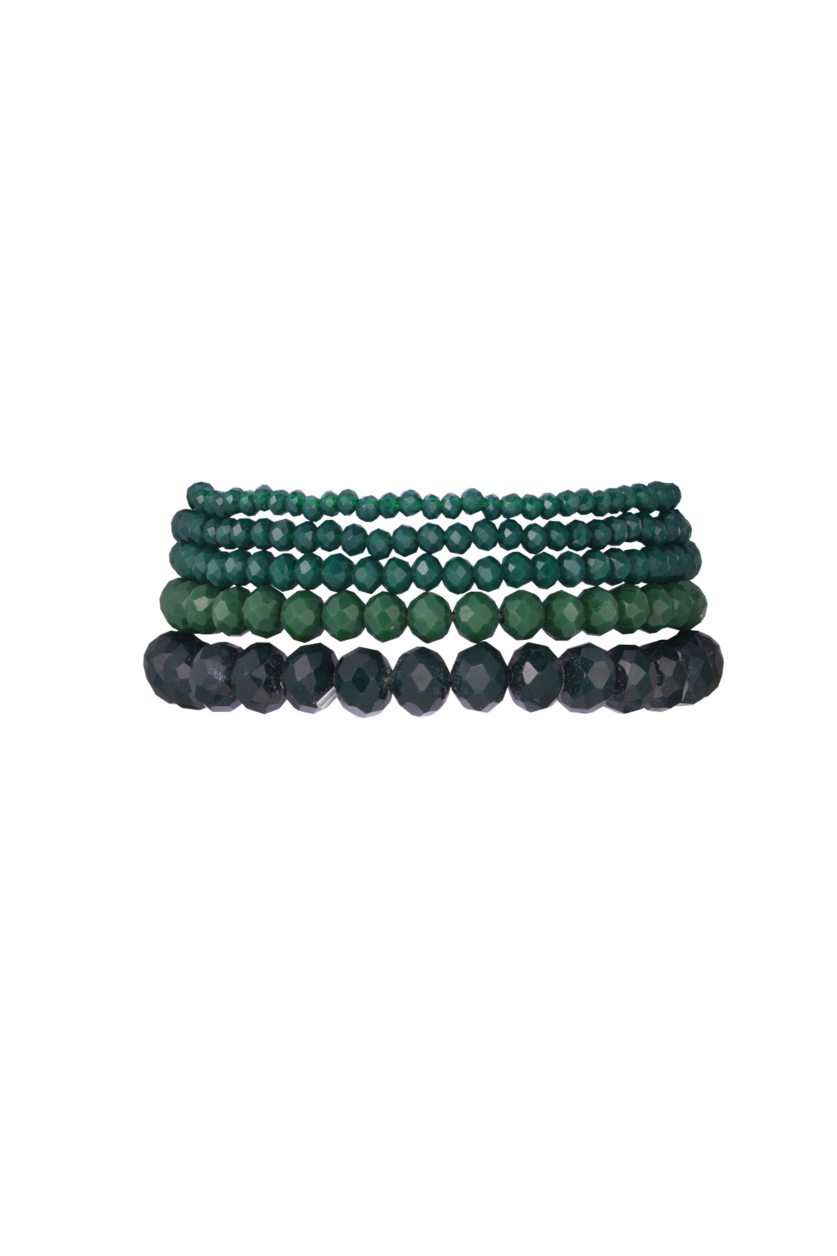 5 Bracelets Set with Irregular Crystal Beads - Dark Green 2