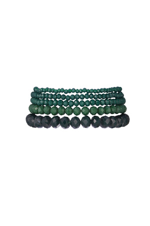 5 Bracelets Set with Irregular Crystal Beads - Dark Green h5 