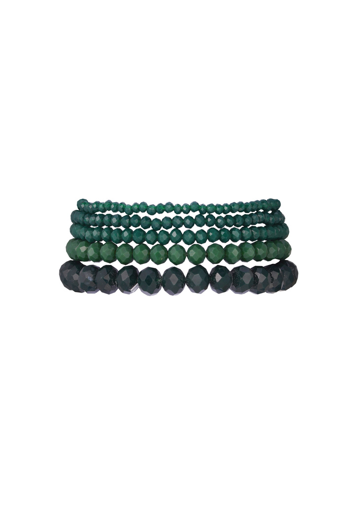 5 Bracelets Set with Irregular Crystal Beads - Dark Green 