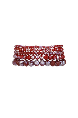 Lot de 5 bracelets en cristal - rouge foncé h5 