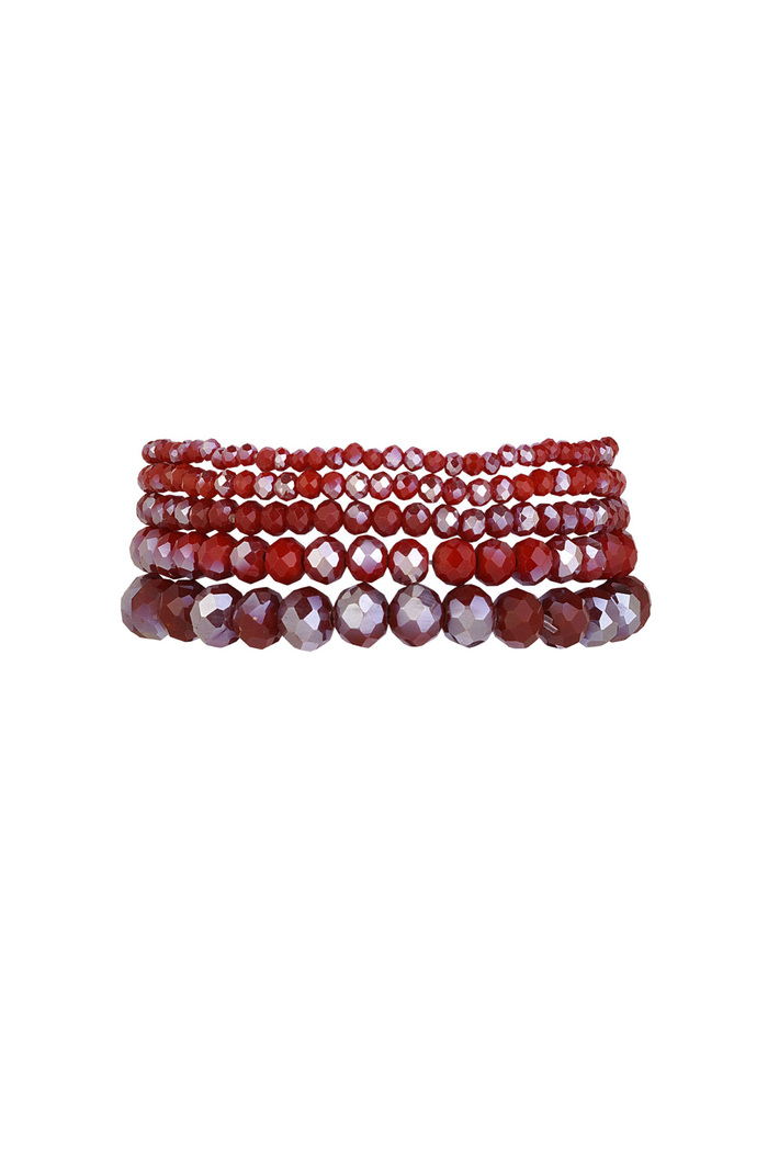 Lot de 5 bracelets en cristal - rouge foncé 