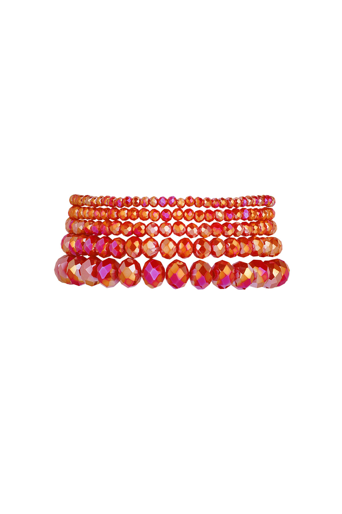 Set of 5 crystal bracelets - red 