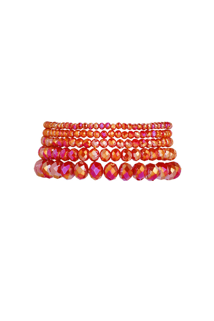 Set van 5 kristal armbanden - rood 