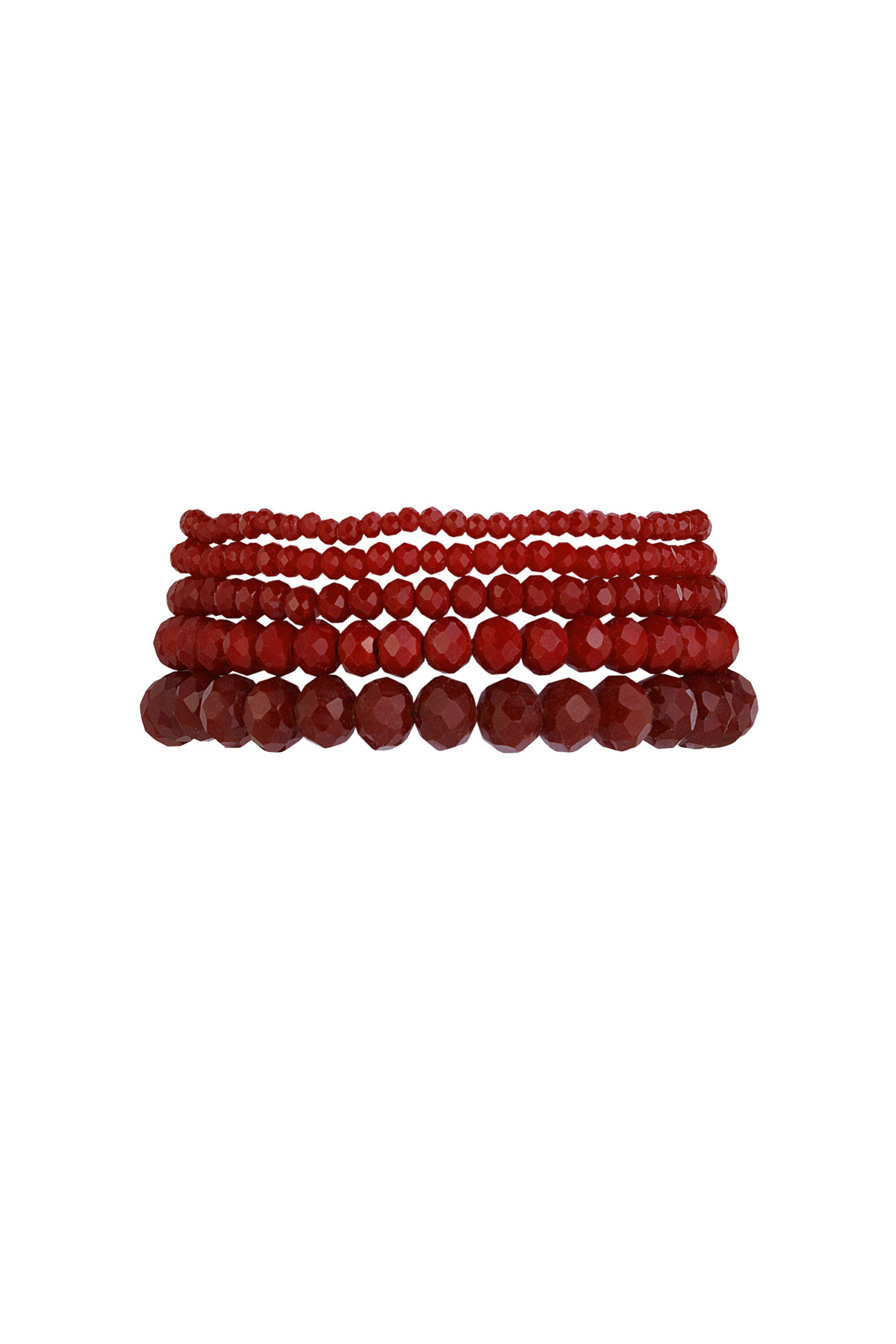 Set di 5 braccialetti di cristallo - rosso vino h5 