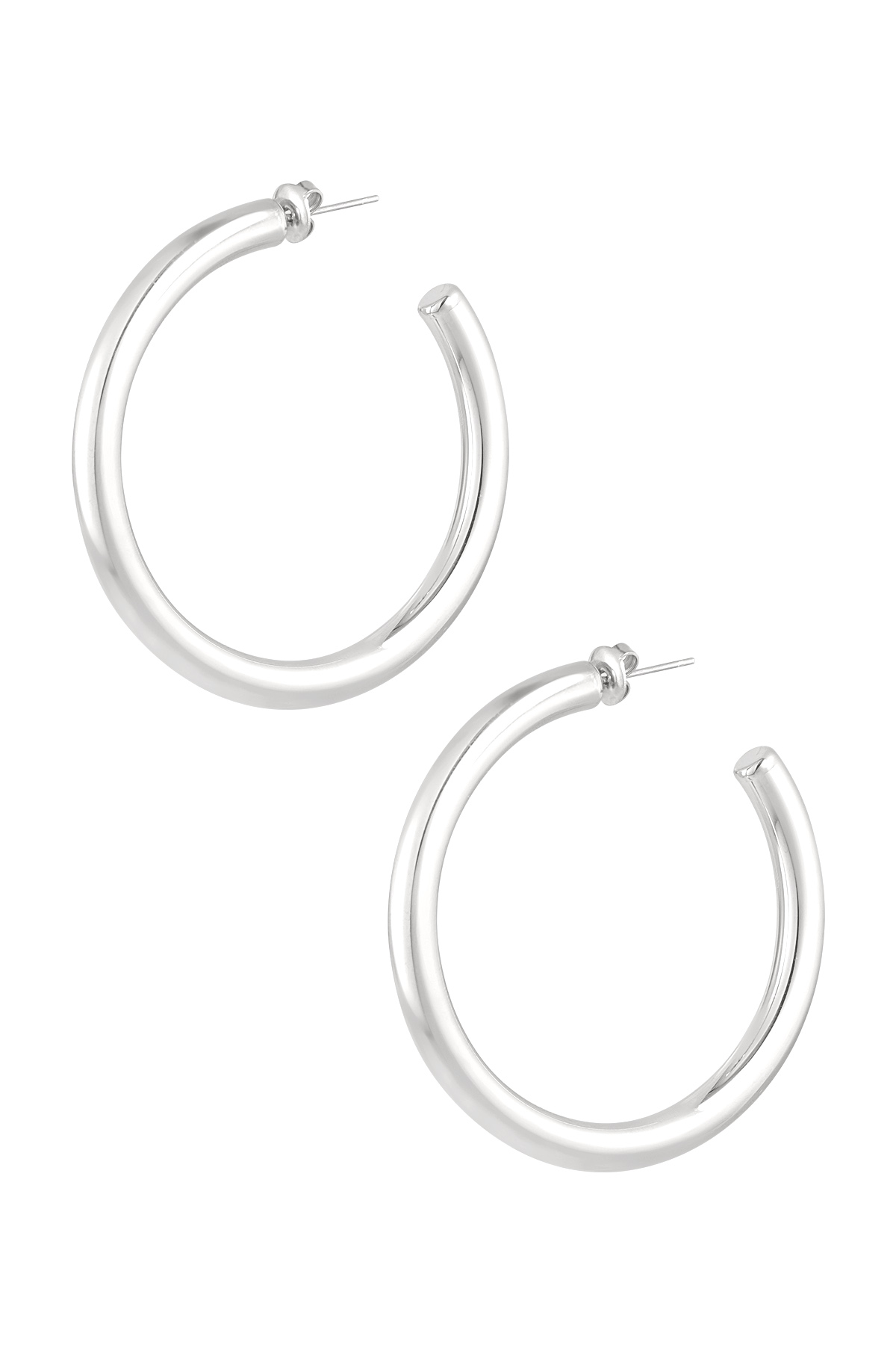 Earrings basic round medium - silver h5 
