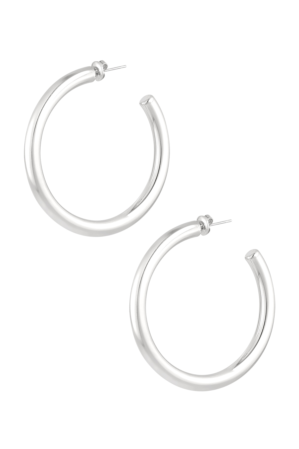 Earrings basic round medium - Silver Color color 2