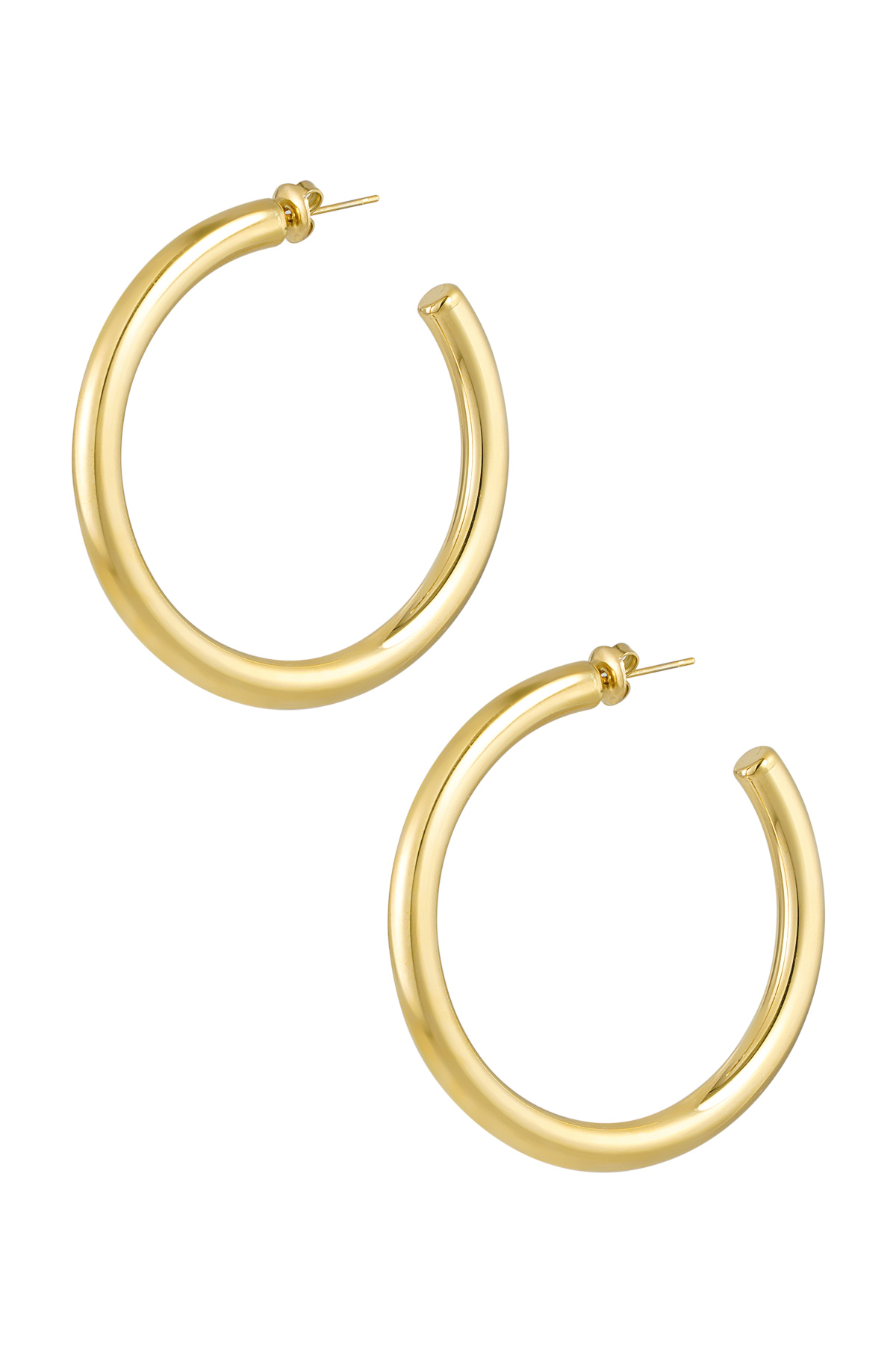 Ohrringe Basic rund mittel - Gold