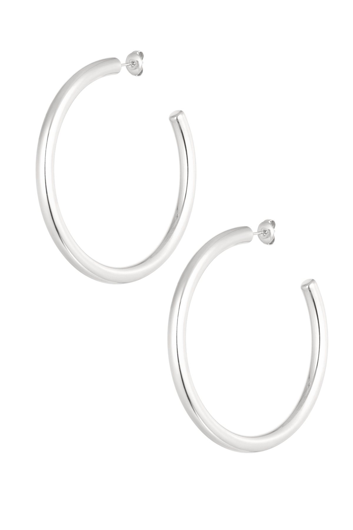 Earrings basic round - silver