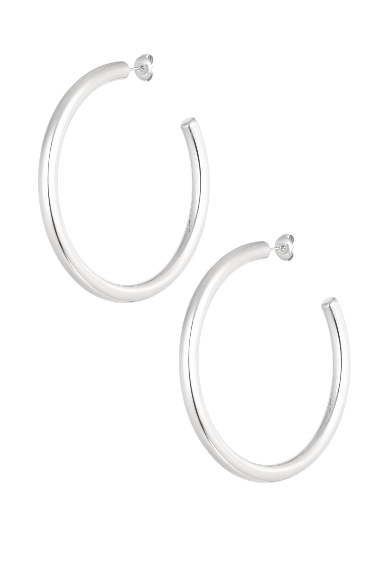 Earrings basic round - Silver Color color