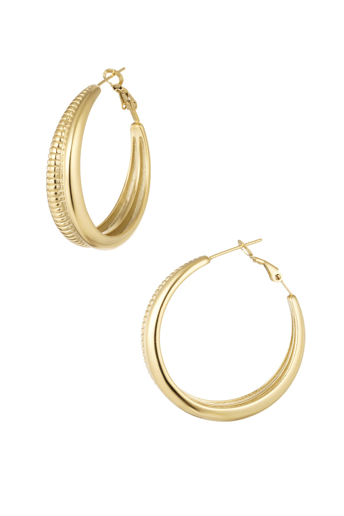 Earrings half plain/half print - gold 