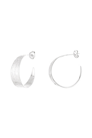Earrings half round with print small - silver h5 