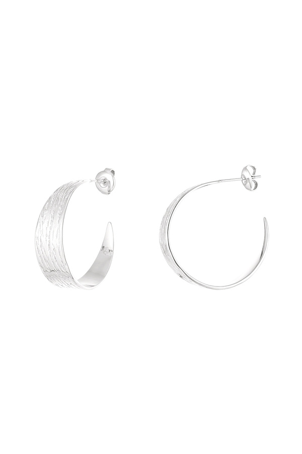 Earrings half round with print small - silver
