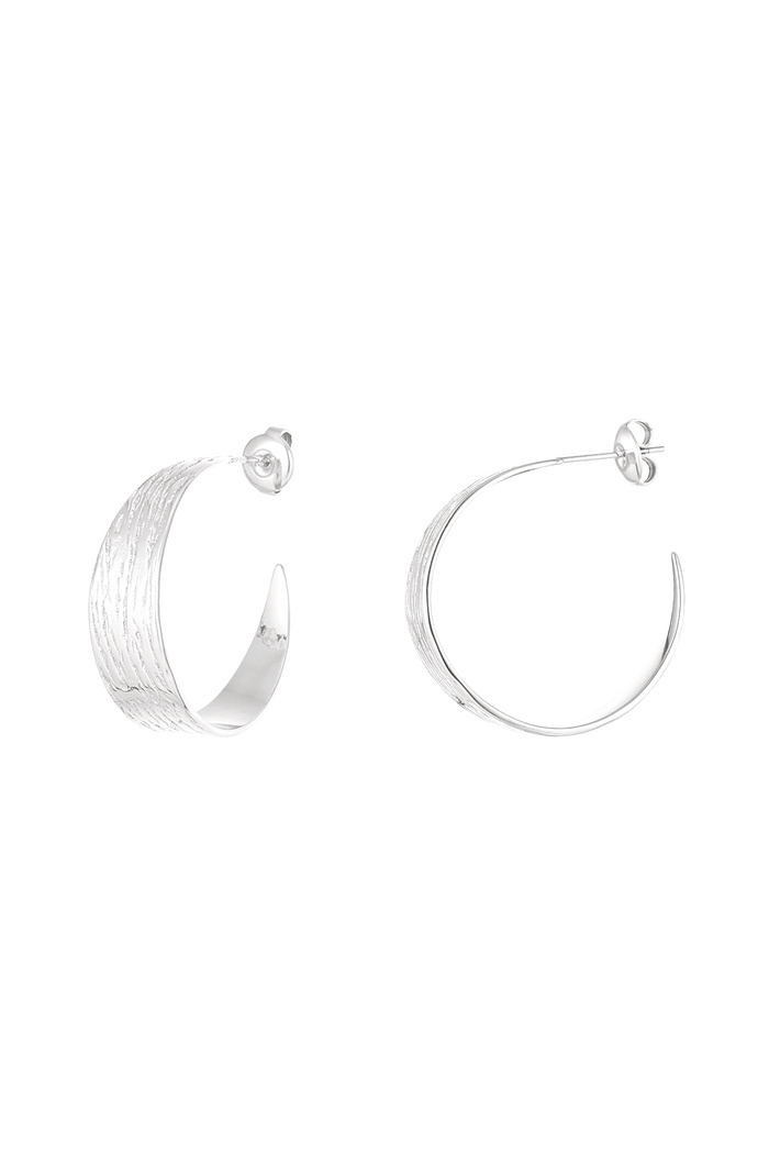 Earrings half round with print small - silver 