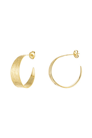 Earrings half round with print small - gold h5 