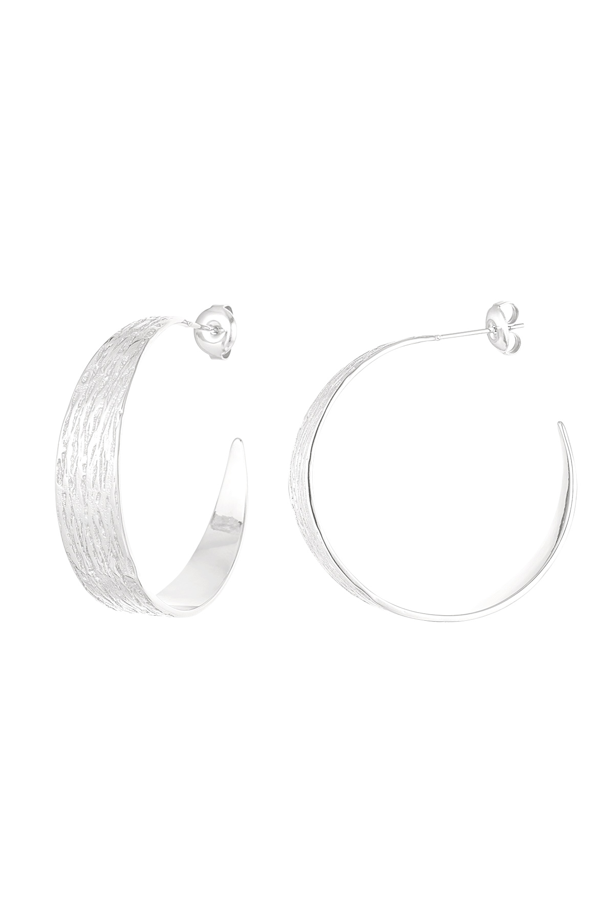 Earrings half round with print - silver h5 