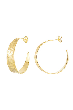 Earrings half round with print - gold h5 