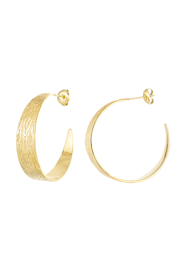 Earrings half round with print - gold