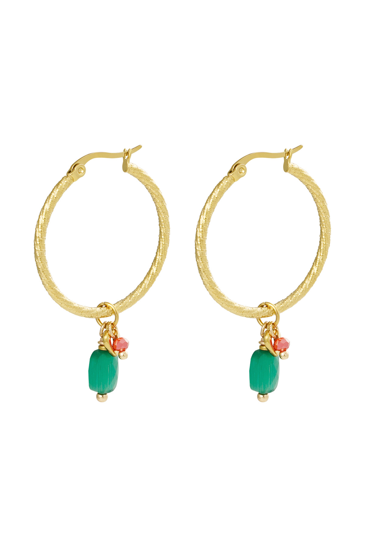 Earrings beads party - gold/green