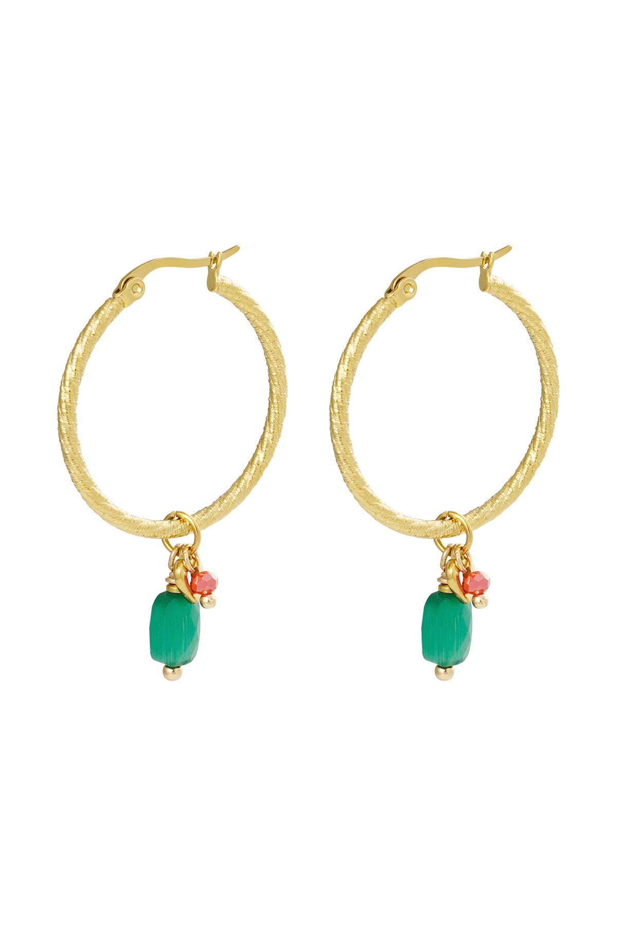 Earrings beads party - Gold color/green