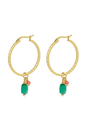 Boucles d'oreilles perles fête - doré/vert h5 