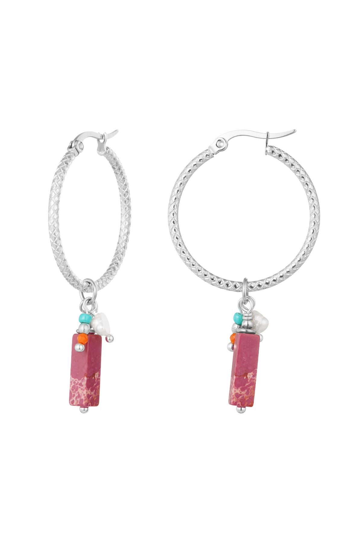 Pendientes charm fiesta - plata/rosa h5 