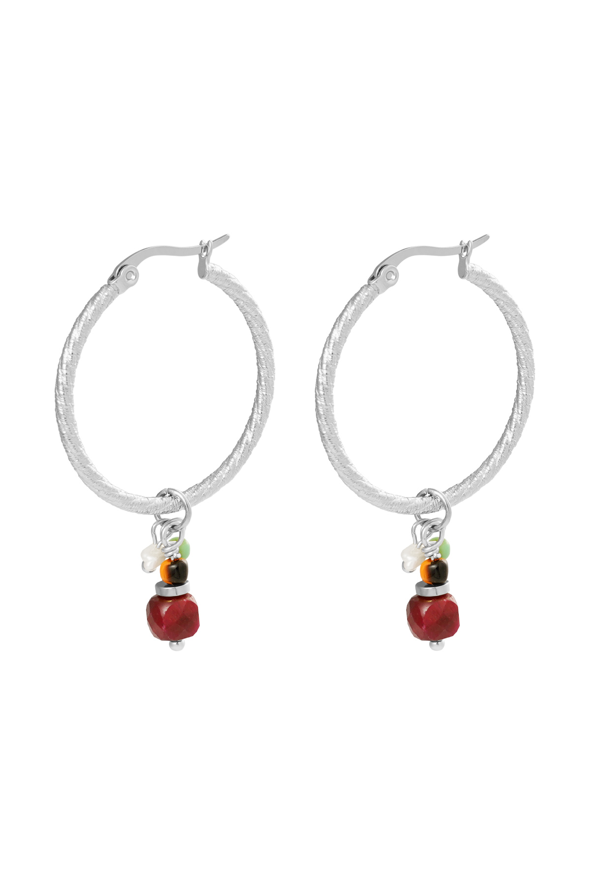 Earrings charm party - silver/red