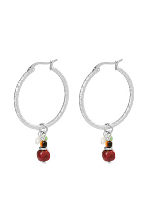 Earrings charm party - silver/red h5 