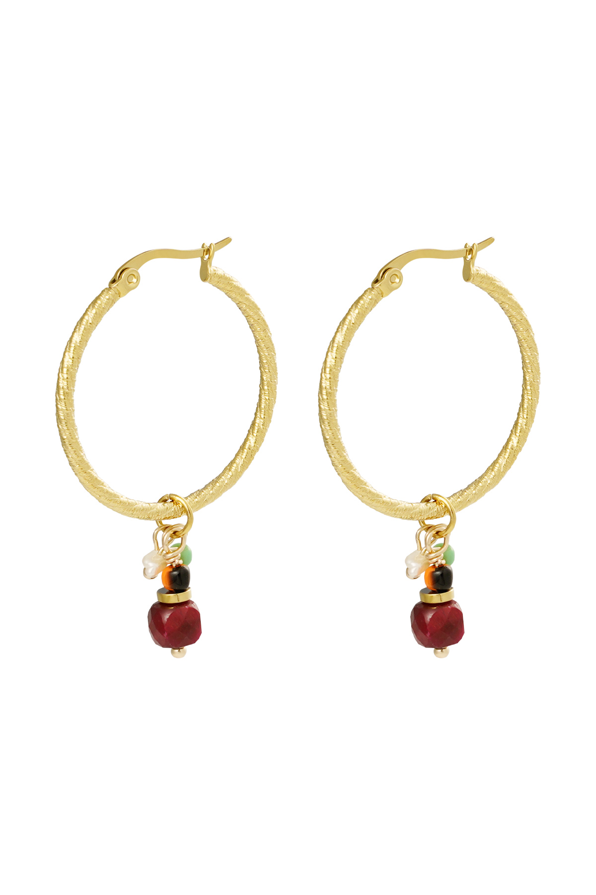 Earrings charm party - gold/red