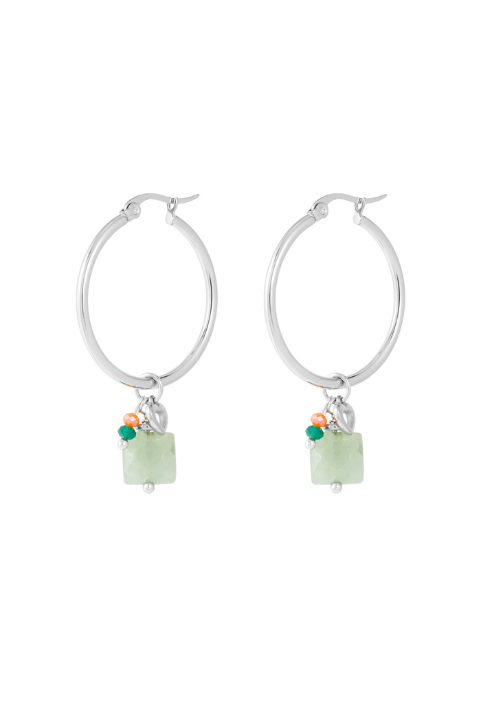 Earrings beads bundle - silver/green 