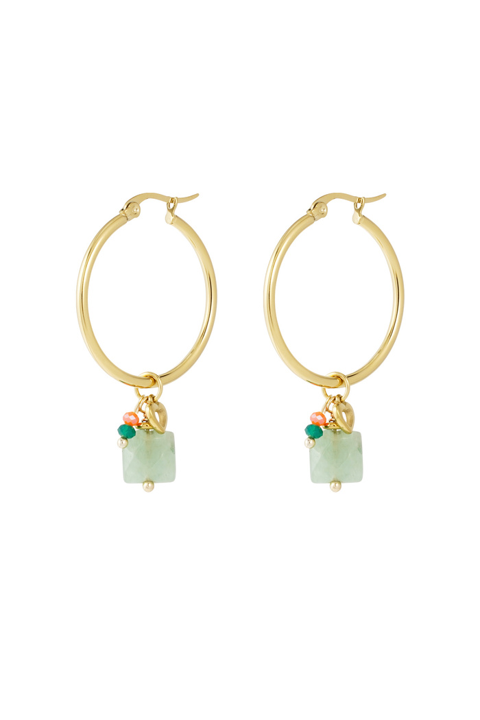Earrings beads bundle - gold/green 