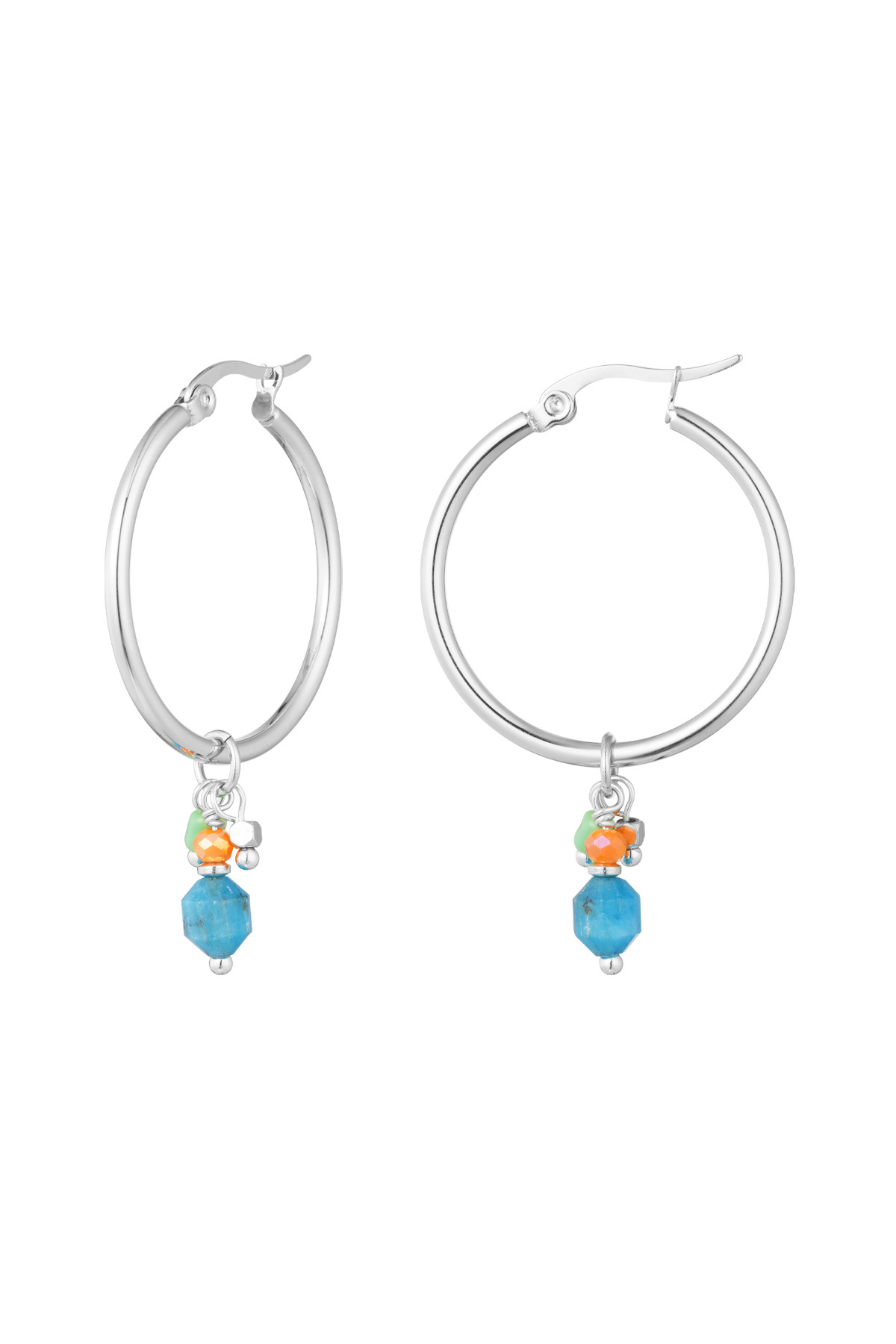 Earrings charm party - silver/blue