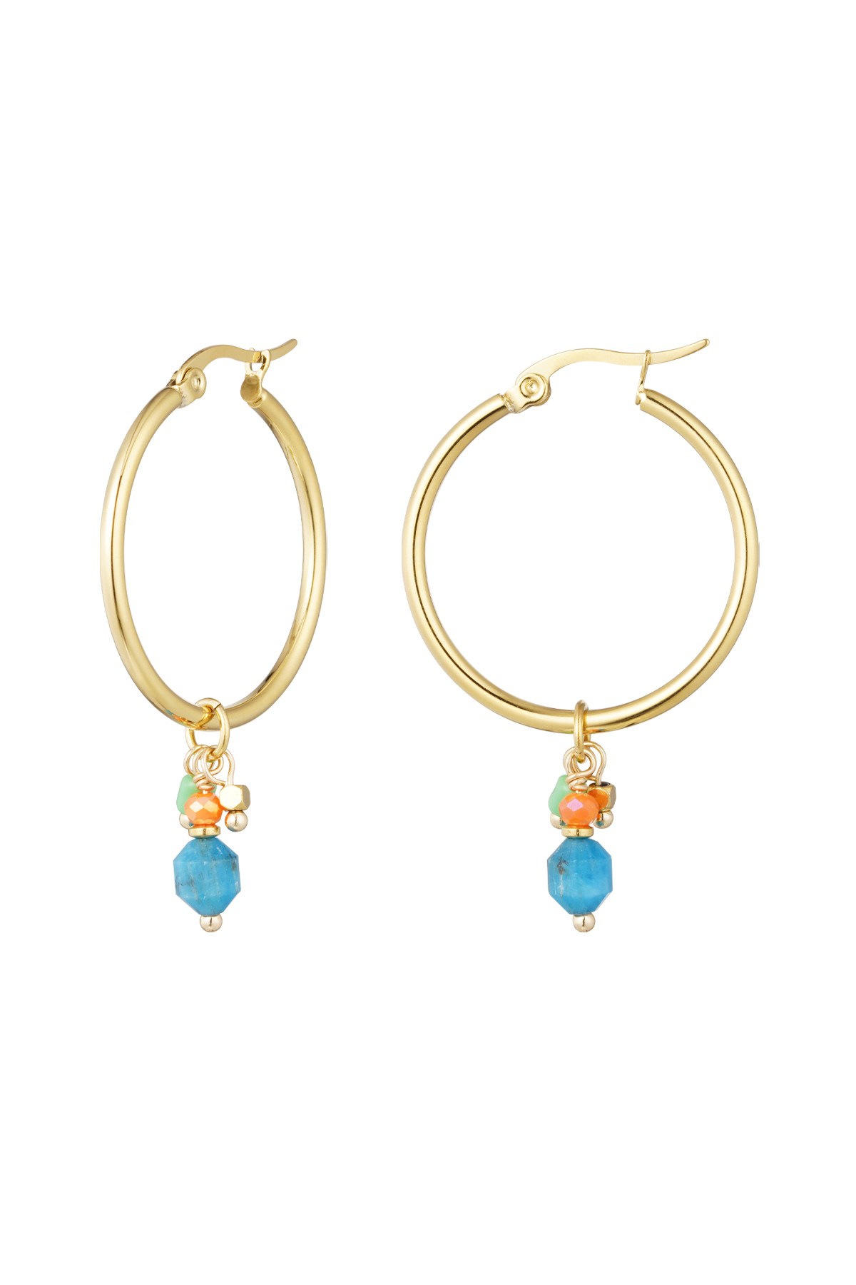 Earrings charm party - Gold color/blue 2