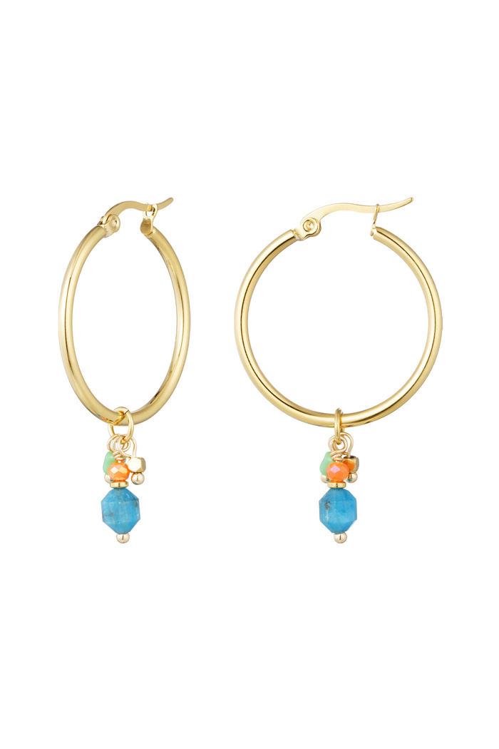 Earrings charm party - gold/blue 