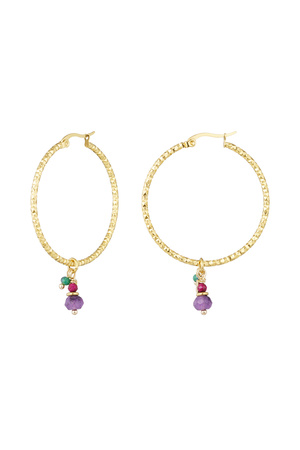 Boucles d'oreilles pierres colorées - doré/violet h5 