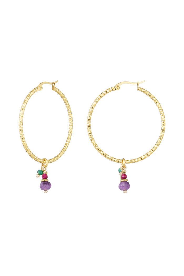 Earrings colorful stones - gold/purple 