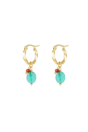 Earrings with twist and blue stone - gold/blue h5 