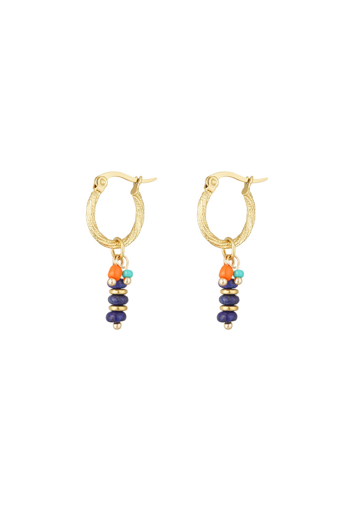Earrings beads party blue - gold/blue 