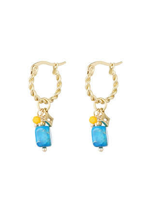 Earrings twisted blue stone - gold h5 