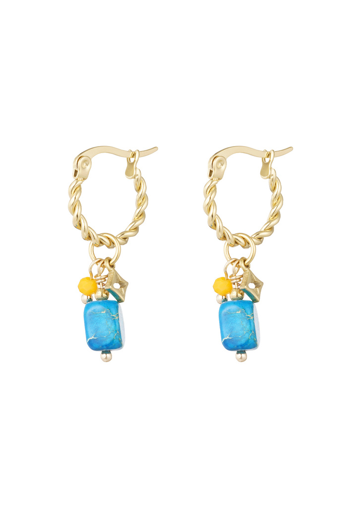Earrings twisted blue stone - gold 