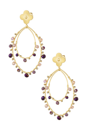Ovale Ohrringe mit Perlen – Gold/Lila h5 