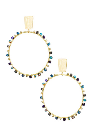 Runde Ohrringe mit Perlen - Gold/Blau h5 