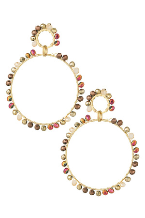Double earring glass beads winter - beige gold h5 