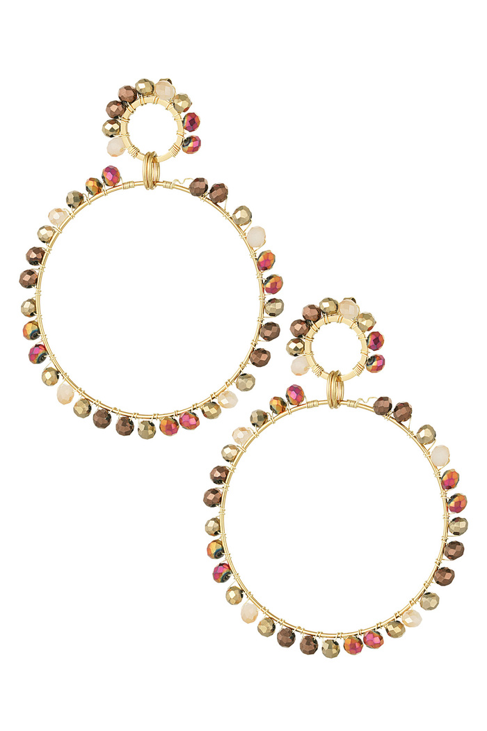 Double earring glass beads winter - beige gold 