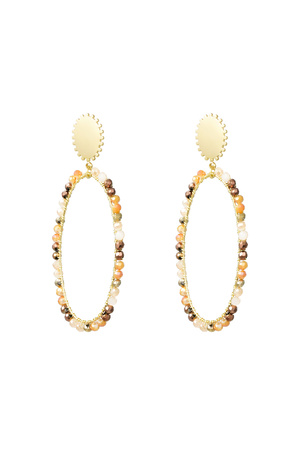 Elongated earrings with beads - gold/beige h5 