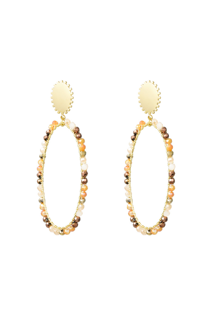 Längliche Ohrringe mit Perlen - Gold/Beige 