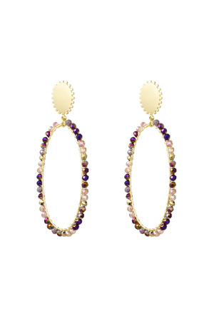 Oblong earrings with beads - gold/multi h5 