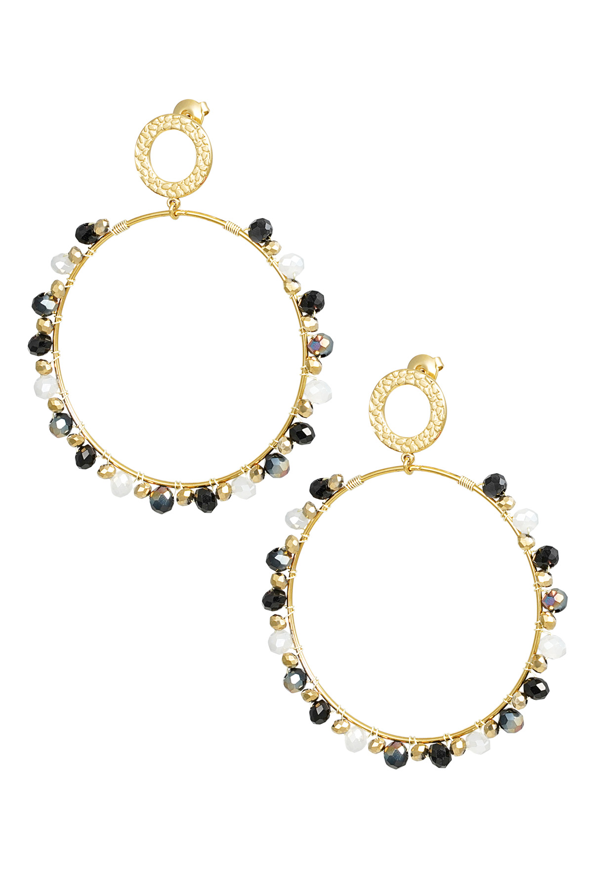 Earrings with beads - Gold color/black