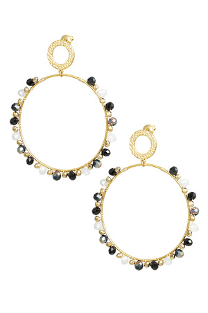 Earrings with beads - gold/black h5 